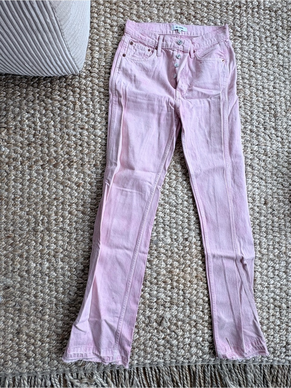 Re/Done Pale Pink Boot-Cut Jeans